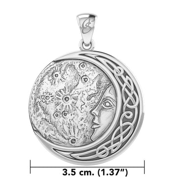 Luna Goddess with Crescent Moon Silver Pendant Inspired by Oberon Zell TPD6133 - Jewelry